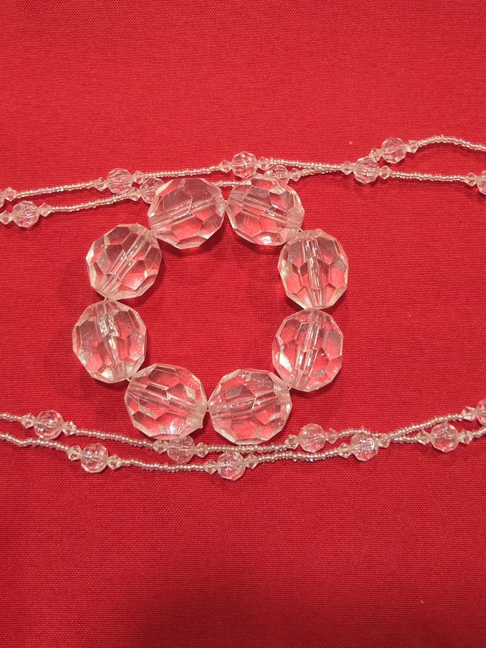 Clear Crystal Beaded Necklace and Bracelet Set